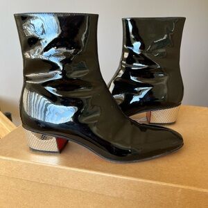 Christian Louboutin black patent leather Disco Ball booties Sz 6.5